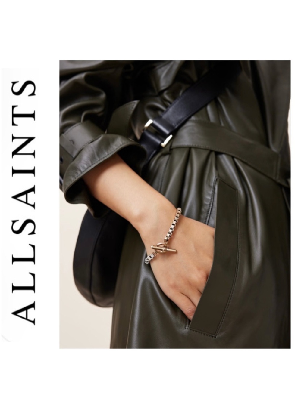 All Saints Box Chain Two Tone Bracelet NWOT